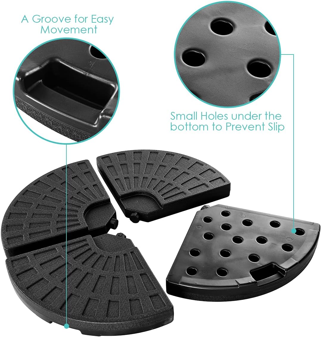 Giantex 4-Piece Cantilever Umbrella Base, 203 lbs Patio Offset Umbrella Base, Sand & Water Filled, Round Outdoor Market Umbrella Weights with Carry Handles for Garden Backyard Poolside