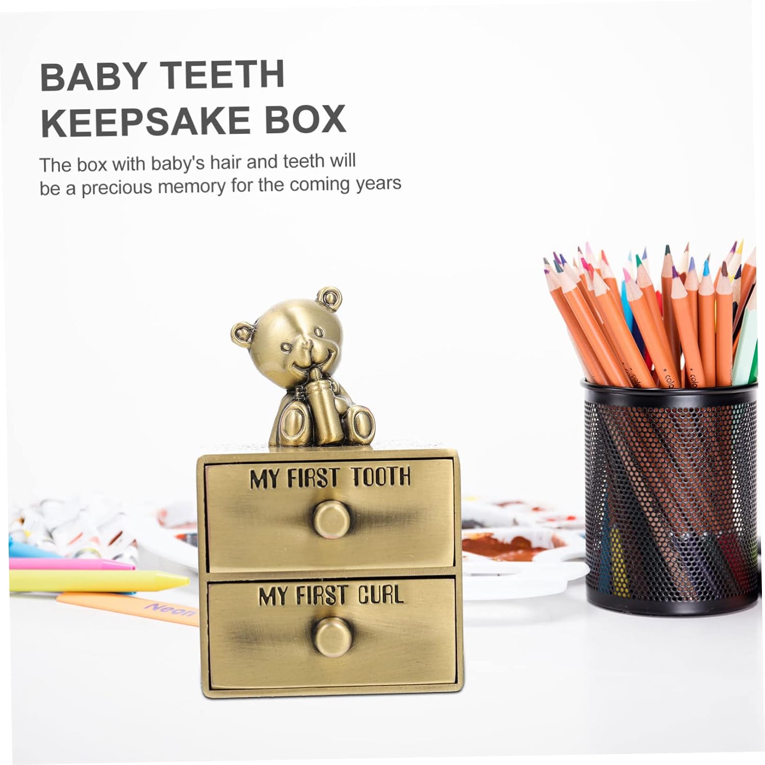 BESPORTBLE Baby Tooth Keepsake Box for Children Deciduous Tooth Storage Organizer Drawer for Infants Milestone Storage Box