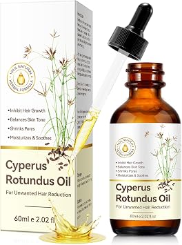60ml Cyperus Rotundus Oil for Hair Removal Inhibits Excessive Hair Growth, Reduces Excess Hair On the Body, Moisturizes and Soothes the Skin, Shrinks Pores, Suitable for All Skin Types