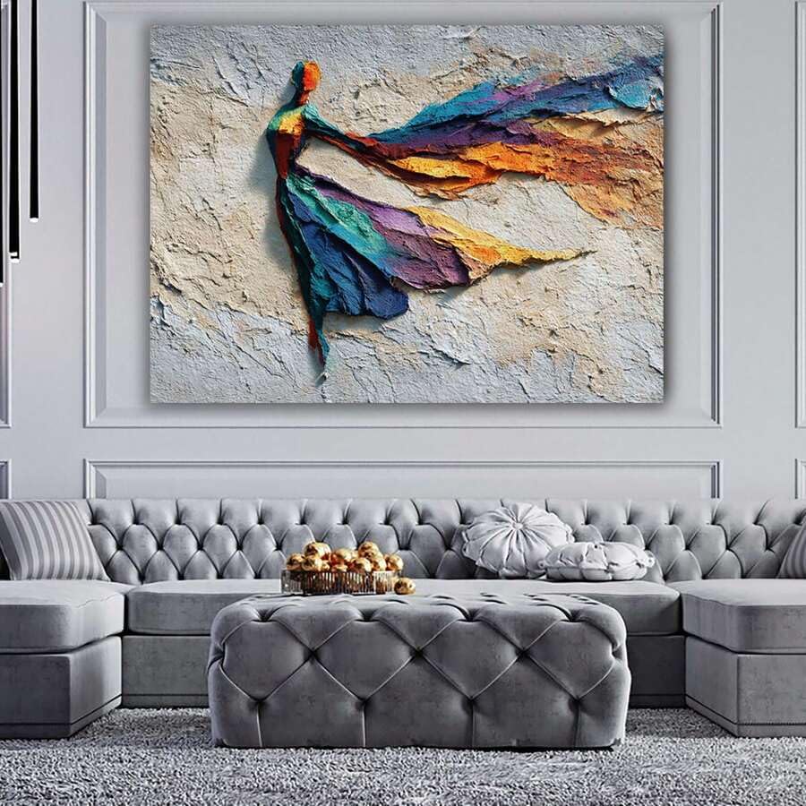 Impression d'art sur toile abstraite vintage bleu azur - 2