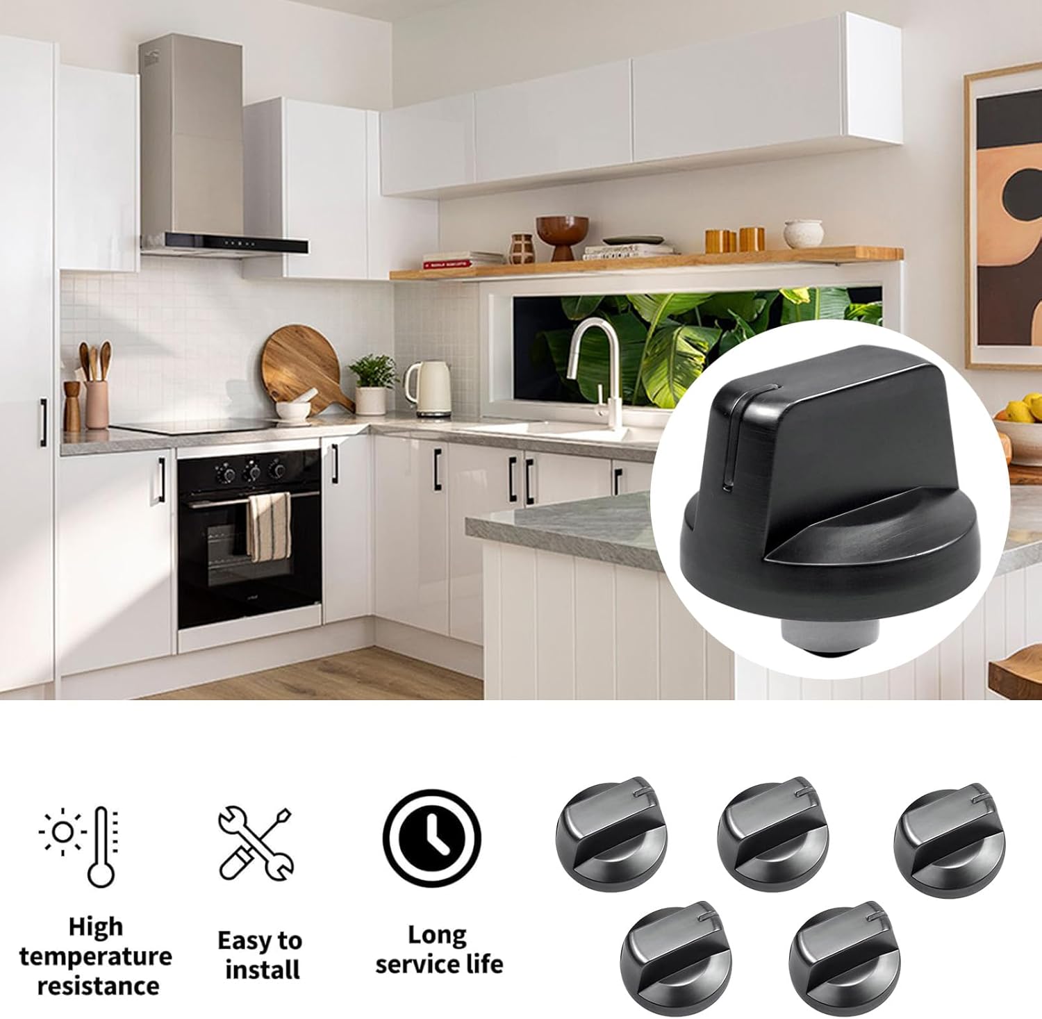 DG94-01480A Electric Stove knobs Replacement for 30 36 Inch Smart Electric Cooktop Burner Knobs Fit for Samsung Range Parts NZ30K6330RG/AA NZ36K6430RS/AA (5pcs)