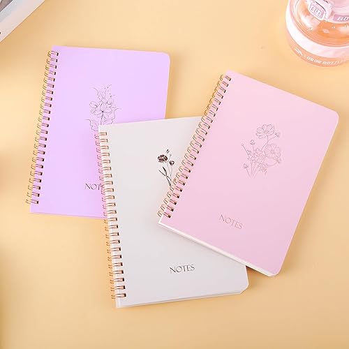 Miniatura 8 de Paquete de 3 cuadernos en espiral, papel liso de 3.53 ozm, 120 páginas A5 de 8.26 x 5.7 pulgadas, páginas a rayas de 0.27 pulgadas, bolsillo