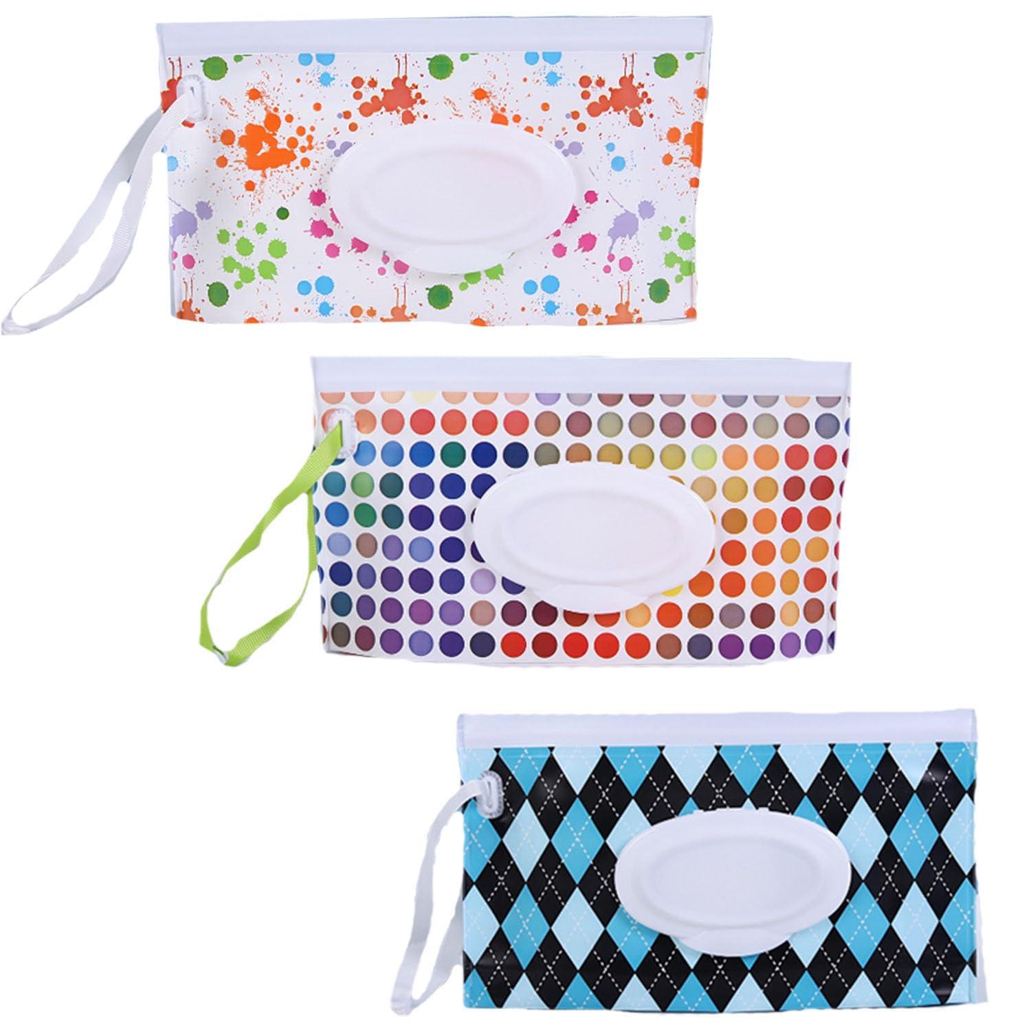 3 Pack Baby Wipes Dispenser,Reusable Portable Wipe Holder,Travel Wipes Pouch Baby Wipes Containe,Wet Wipe Bag for Baby or Personal