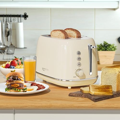 Miniatura 6 de Toasters - Tostadoras retro de acero inoxidable con 2 rebanadas con bagel, función de cancelación, descongelación y 6 ajustes de sombra de pan,