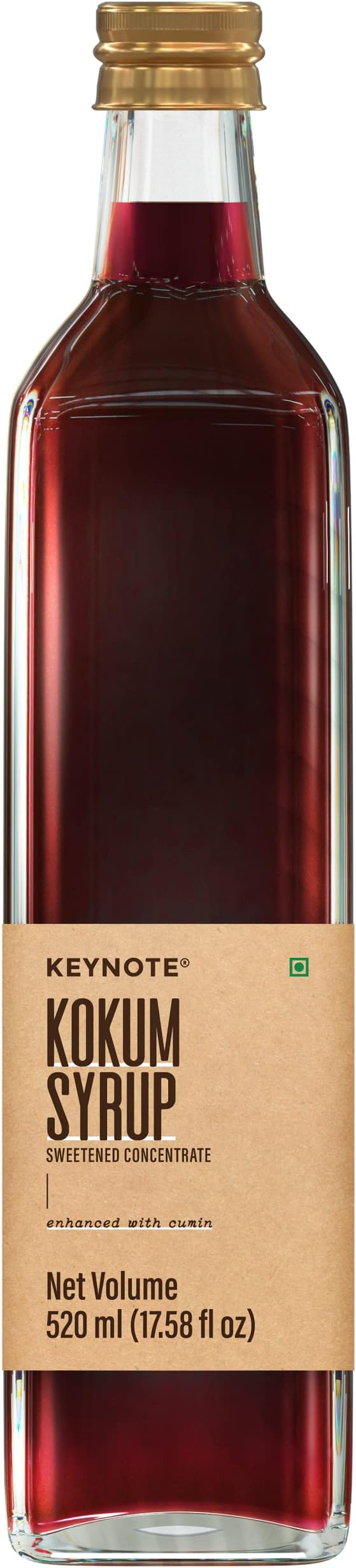 KEYNOTE Kokum Syrup | Kokam | Enhanced With Cumin | Natural | Glass Bottle 520 Ml - Liquid