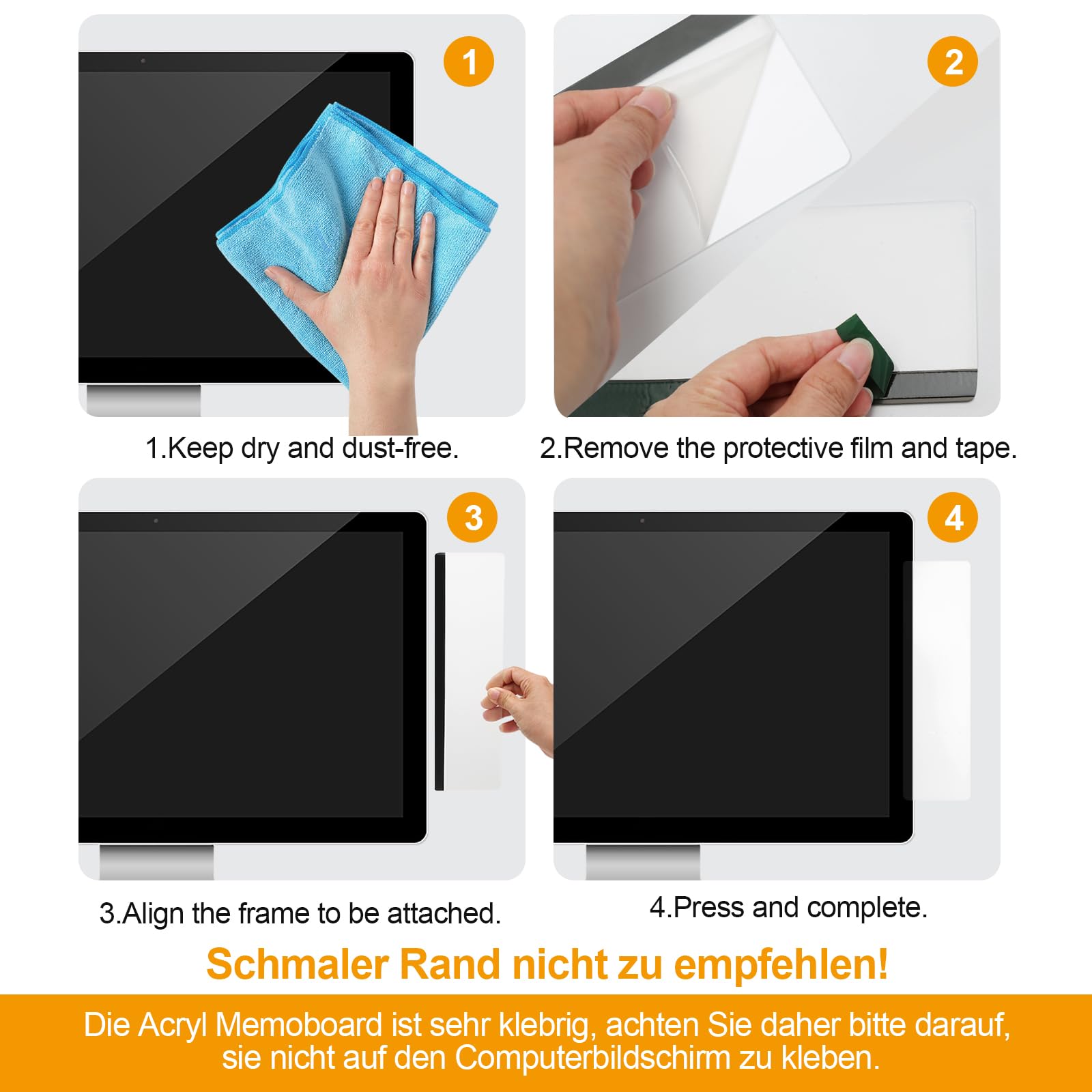 Tablero de notas para monitor, soporte adhesivo transparente para oficina