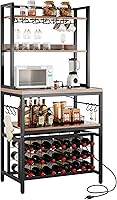 Vista 14 de YITAHOME Soporte de cocina para microondas con estante para vino, estante para vino, estantes de almacenamiento pequeños para botellas de licor