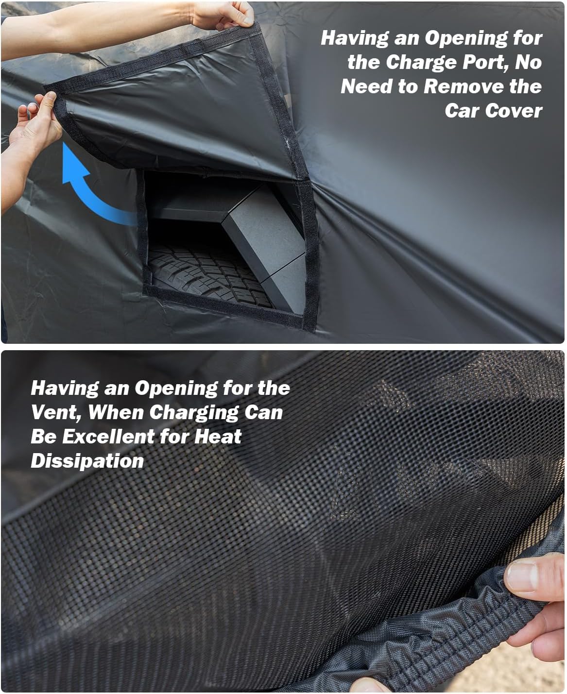 JOYTUTUS Car Cover Waterproof All Weather Compatible with Cybertruck, Car Covers for Automobiles, Cyber Truck Cover Full Exterior Covers, Outdoor Indoor Car Tarp Cover, with Charge Port & Vent Opening