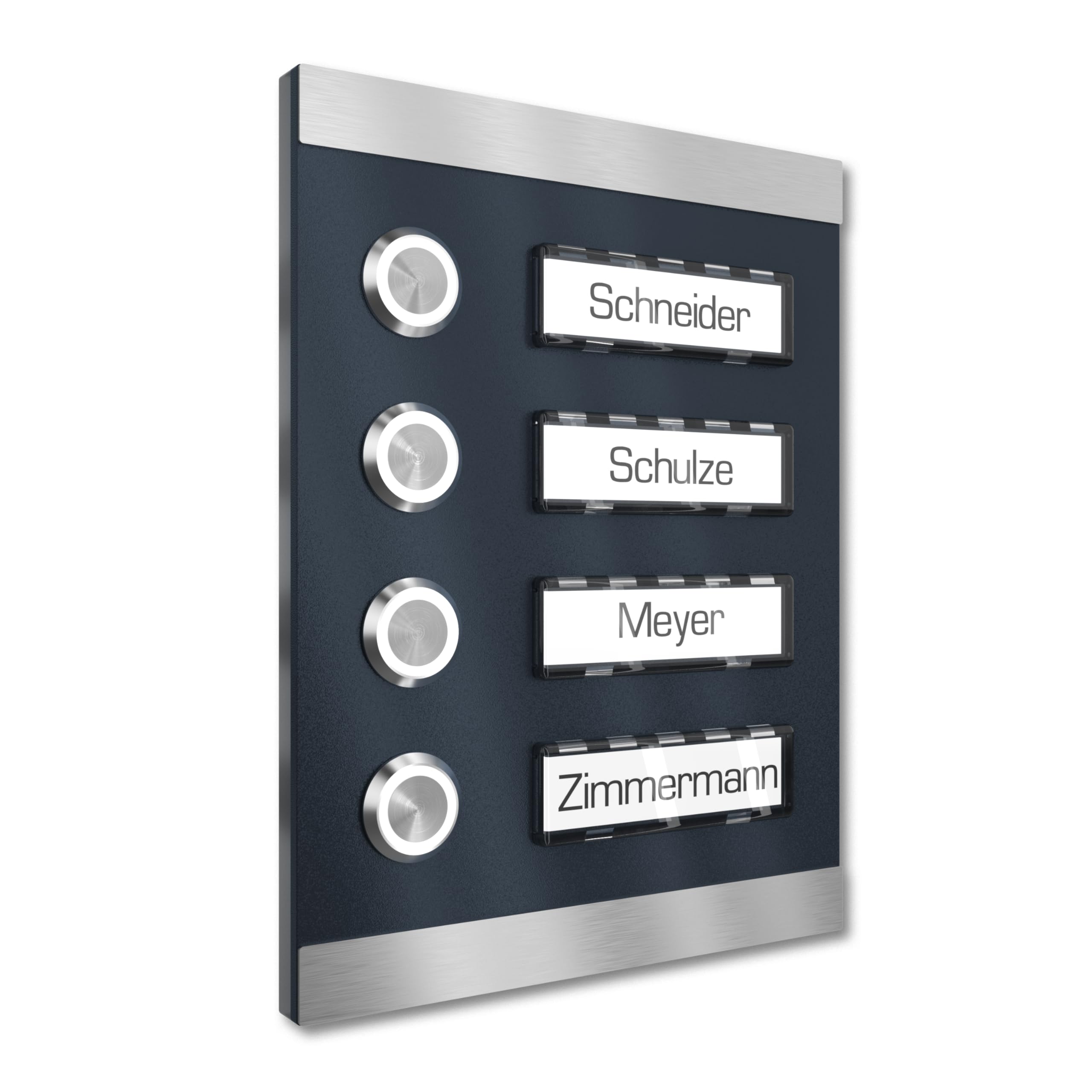 Sonnette de porte apparente inox V2A boîtier de rue LED 4 plaques nominatives - 7