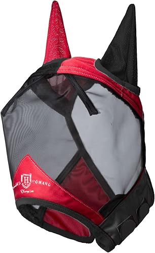 Vista 57 de Harrison Howard Máscara de mosca de caballo luminosa profesional estándar con orejas, protección UV, para caballos, azul y plateado, mazorca mediana