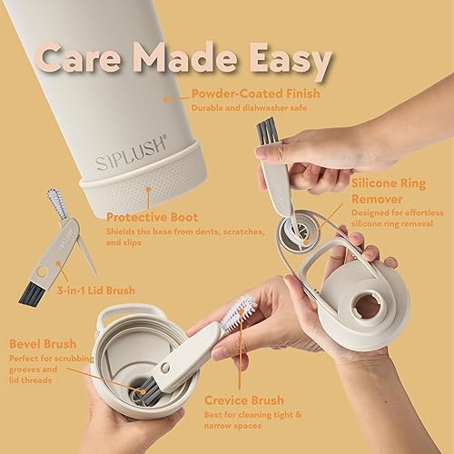 Miniatura 7 de Paradise - Botella agitadora de proteínas de acero inoxidable aislada de 24 onzas, apta para lavavajillas, con cepillo de tapa y funda protectora,