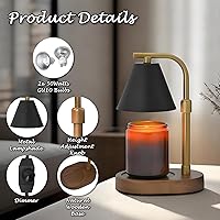 Vista 5 de SOKCVSEA Lámpara calentadora de velas, calentador de velas con diamante ajustable en altura, regalos de cumpleaños para mujeres, regalos de mamá