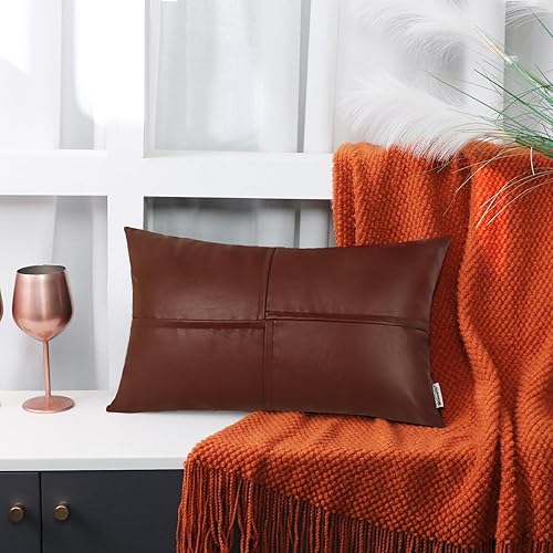 Miniatura 43 de BRAWARM Fundas de almohada de piel sintética de 20 x 20 pulgadas, paquete de 2, fundas de almohada de cuero crema, almohadas decorativas de cuero