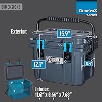 Vista 7 de Cubix Outdoors, Enfriador personal rotomoldeado QuadraX 10QT, hielera dura aislante portátil, retención de frío de 3 días, portaviandas