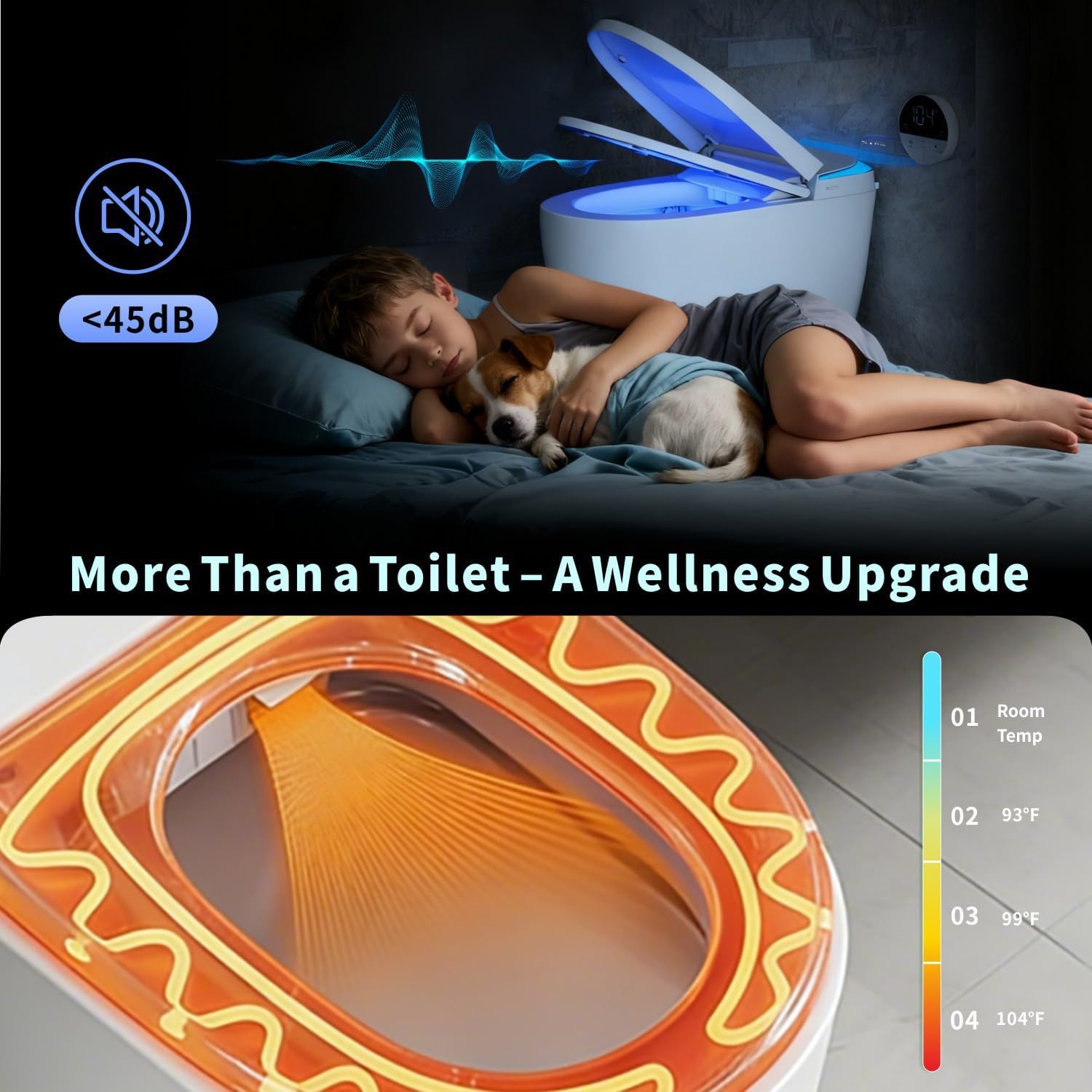 VIPBEAR Smart Toilet Auto Open/Close Seat and Lid