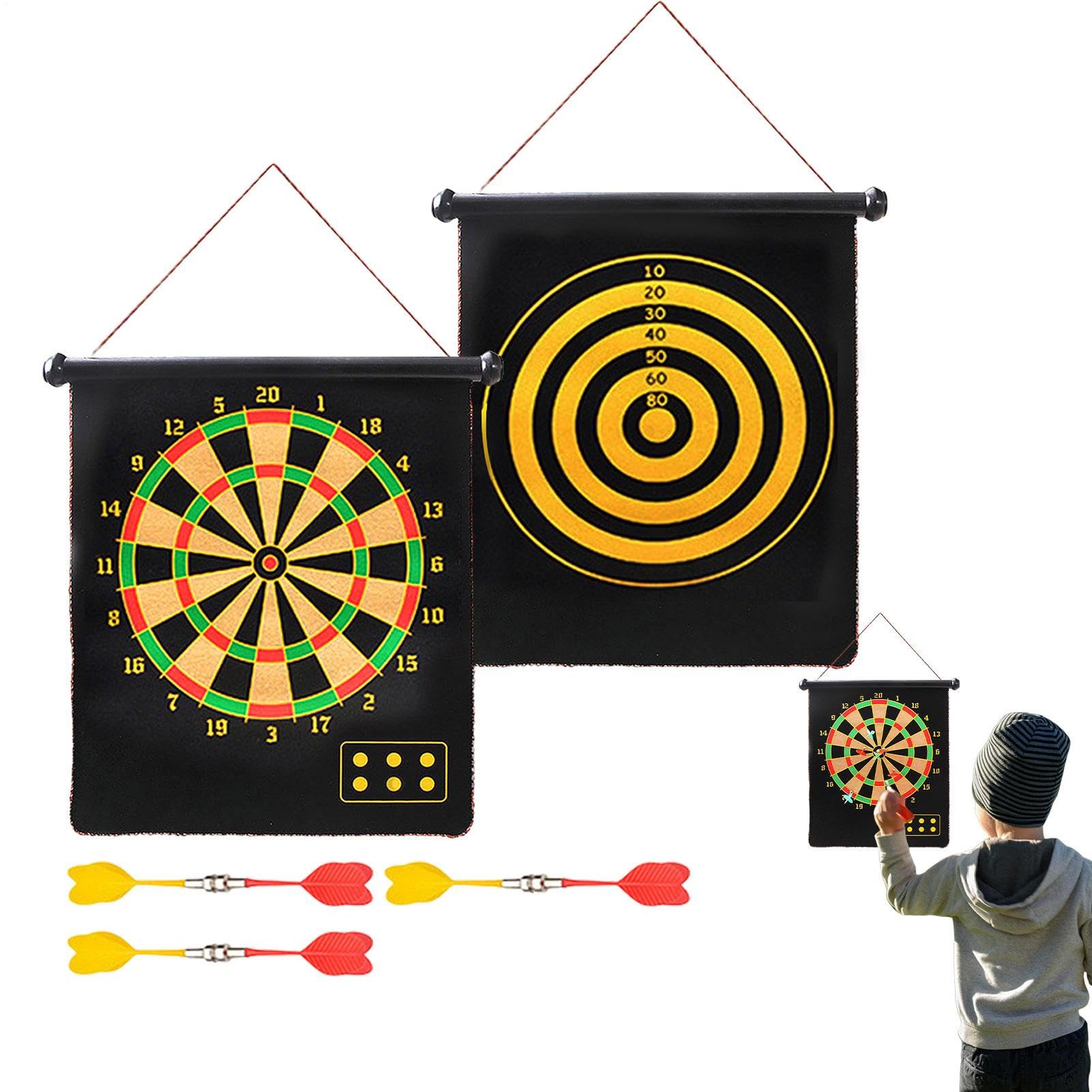 Kids Dart Board, Dart Board for Kids Indoor Fun Game | Kryty Magnetyczny zestaw rzutków dla dzieci, dwustronne, dwustronne, dwustronne