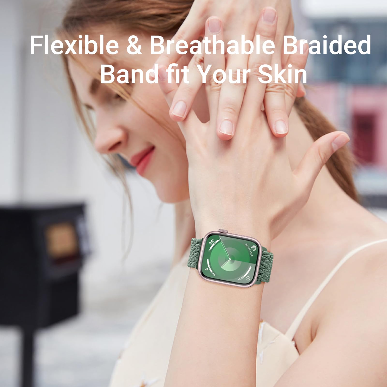 Higgs Cinturino Intrecciato Compatibile con Cinturino Apple Watch 40mm 41mm 38mm 44mm Ultra 2 49mm 45mm 42mm Donna, Chiusura magnetica Cinturini Elastico Nylon per iWatch Serie 9 SE/2 8 7 6 5 4 3 2 1