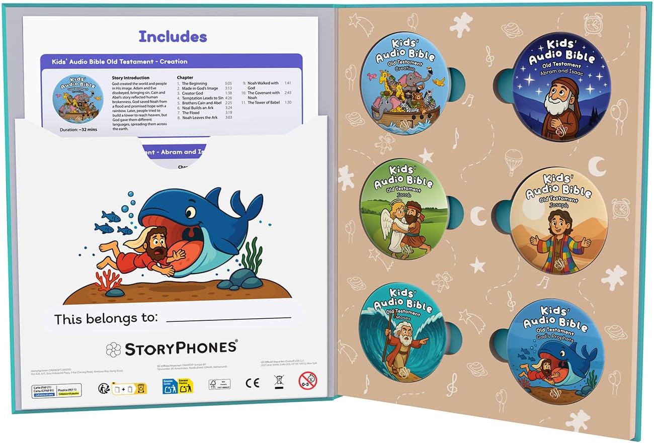 Old Testament StoryShield Collection for StoryPhones Headphones | 6 Screen-Free Audio Disks in Collaboration with Crossway - Includes HardBack Book, StoryPhones Headphones sold separately on Amazon