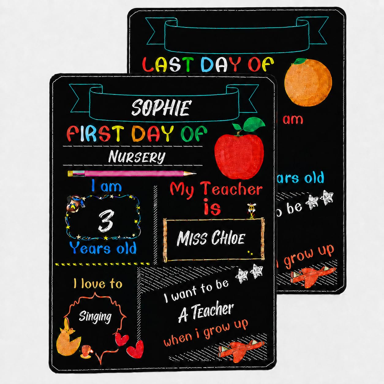 NUOBESTY Double-Sided First Day of School Board – 25x20cm