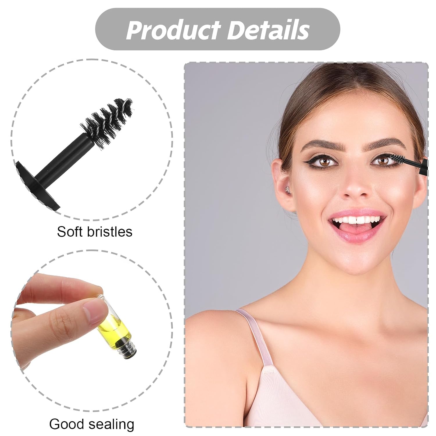 14 Pcs Empty Mascara Tubes with Wand, 3ml Mini Eyelash Growth packing Tube Container Cream Bottles with Brush Rubber Inserts for Castor Oil, Home and Travel (Black)