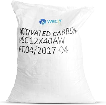 WECO Coconut Shell Granular Activated Carbon Charcoal for Water Filters 27.5 lbs Media for Chlorine, Chloramine, Odor, Taste, Color, and Turbidity Removal - 1 cu.ft 12 x 40 MESH