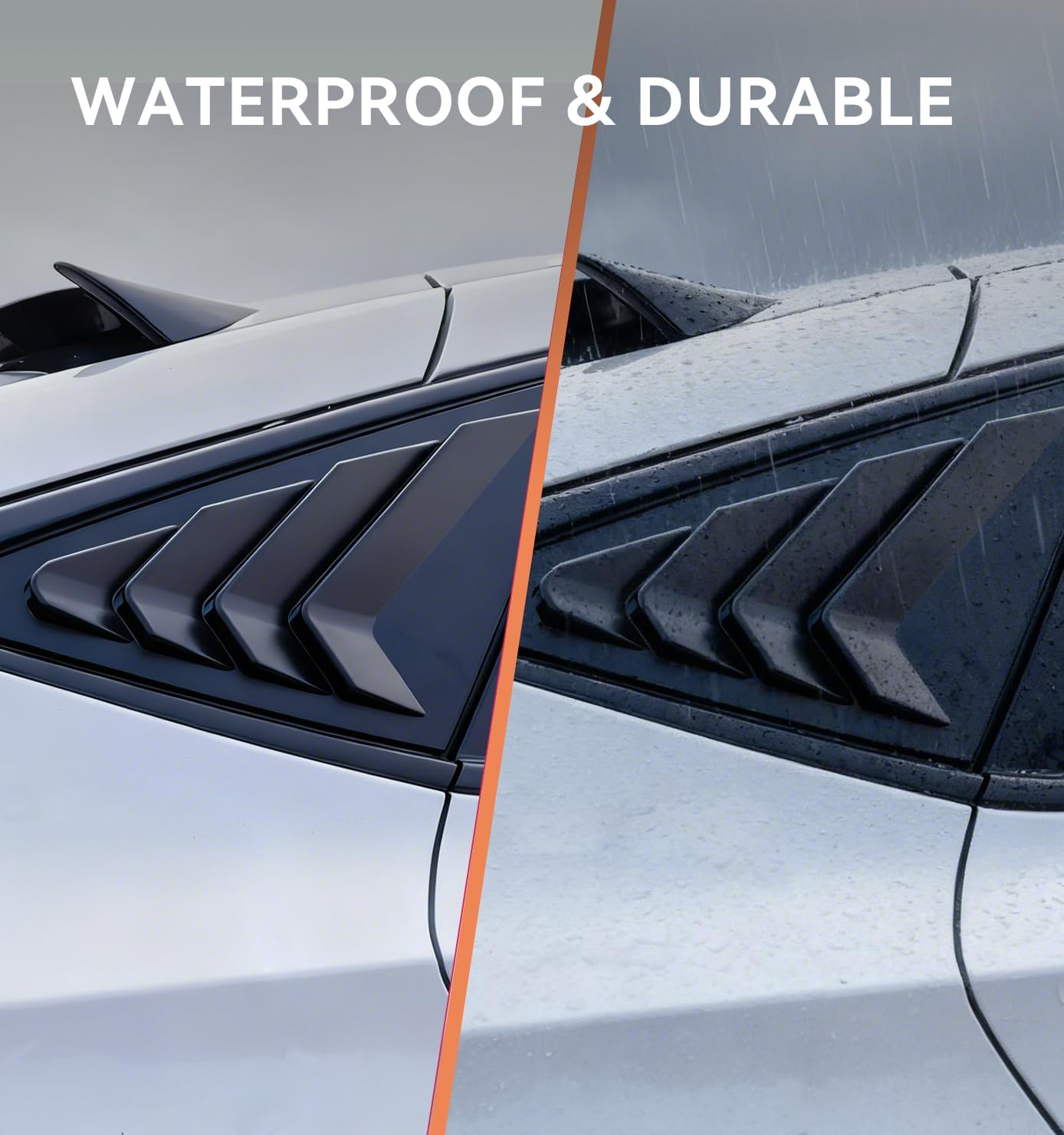 Xprite Rear Side Window Louvers for 11th Gen Civic Compatible with Honda Civic 2022-2026 Hatchback (FL1/FL4/Type R FL5) Accessories Sport Car Exterior Air Vent Scoop Shades Cover Blinds-Matte Black