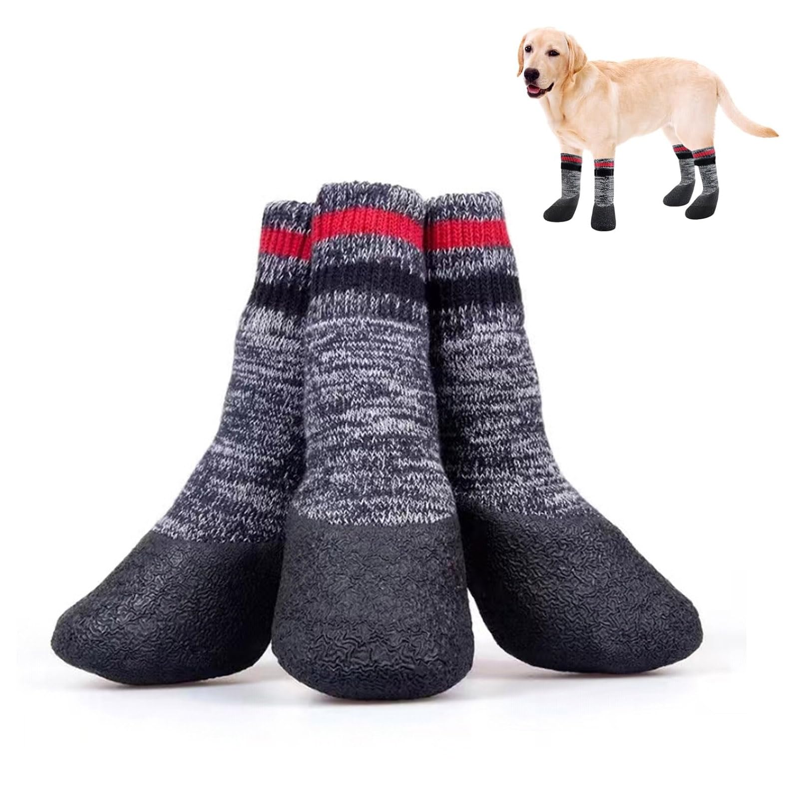 Calzini Antiscivolo per Cani, Scarpe Impermeabili per Cani da Indossare in Interni Ed Esterni, Calzini Antiscivolo per Cani Stivali Protezione Antiscivolo per Zampe di Cane,L
