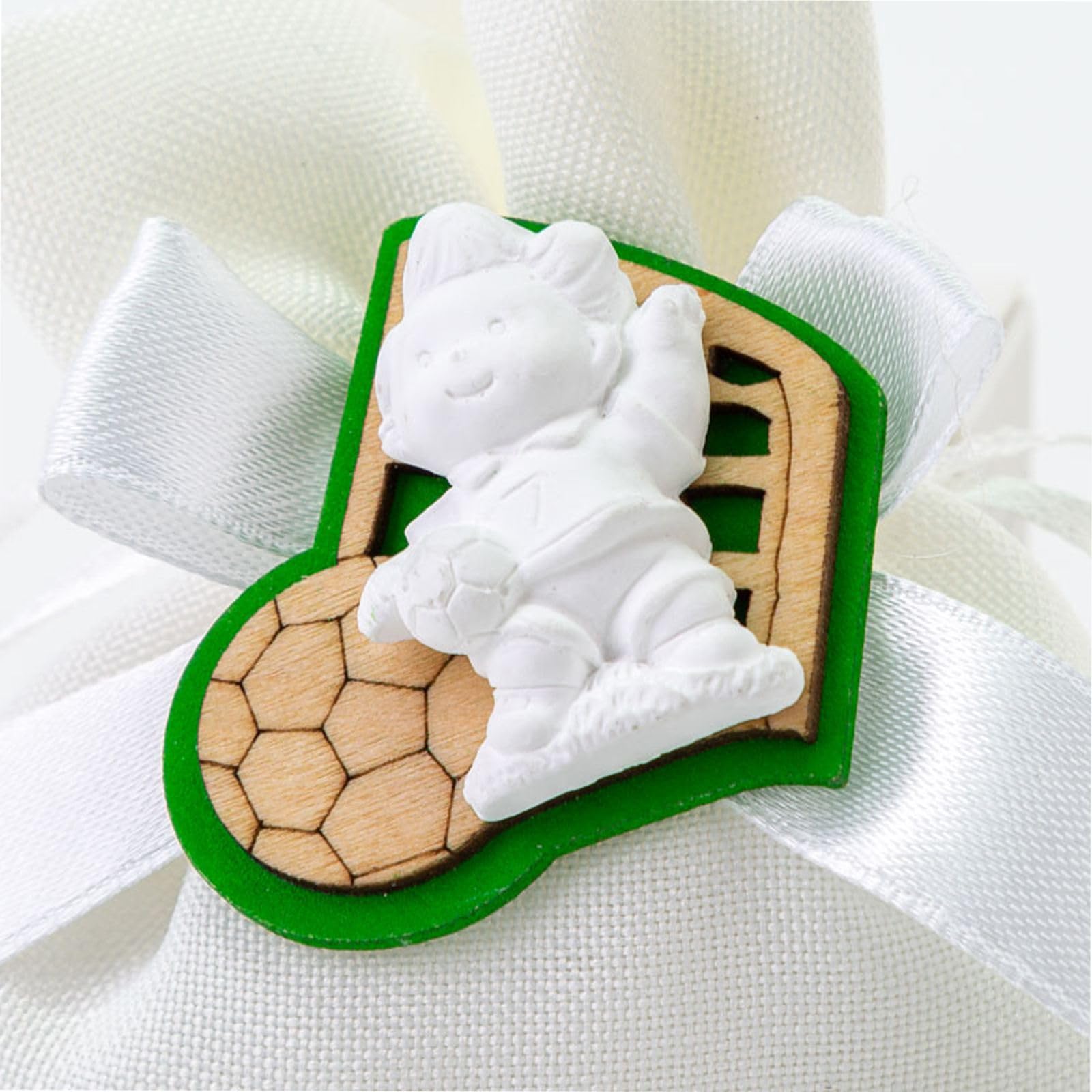 Ingrosso e Risparmio Bomboniera Comunione 12 pz Sacchetto per Confetti in Cotone Bianco con Applicazione Sagoma Calciatore Italia Confettata Fai da Te Compleanno Cresima Tema Calcio Evento Sportivo