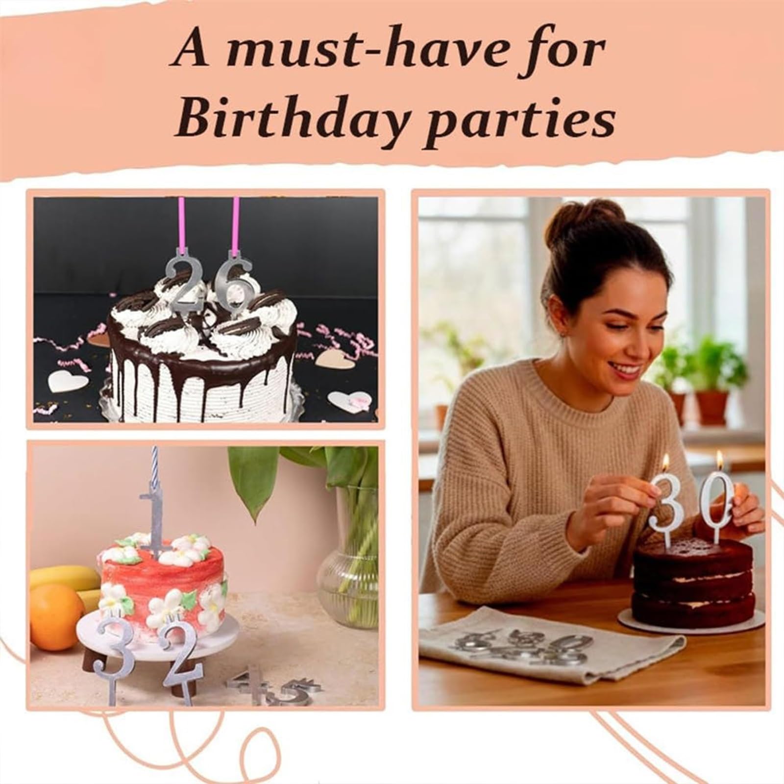 Ensemble De Bougeoirs Chiffres Réutilisables Pour Anniversaire Bougeoirs, Décorations Numériques Pour Gâteaux D'anniversaire, Supports De Bougies Réglables, Décorations D'anniversaire(3Sets)