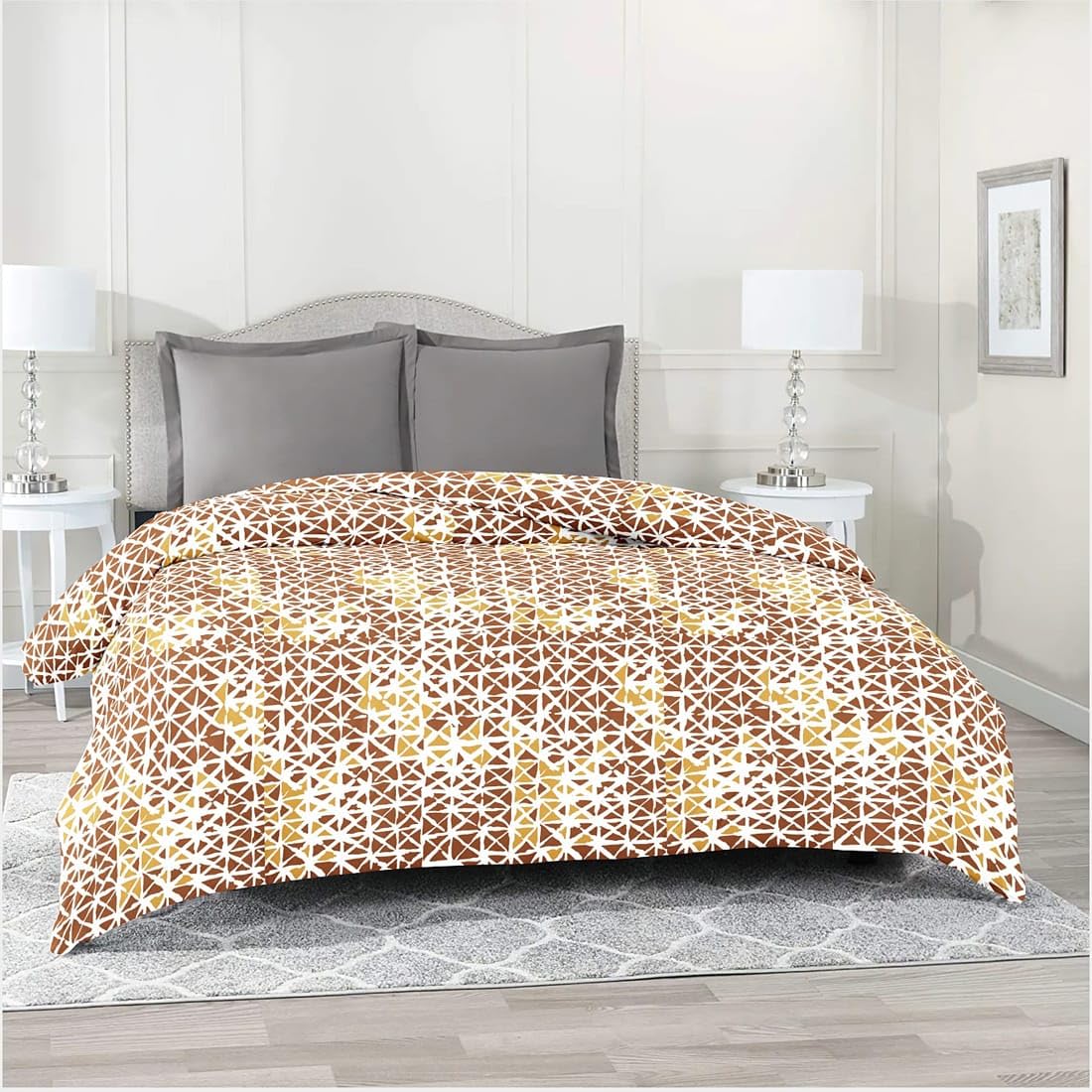 AURAVE Printed Cotton 144 TC Single Duvet Cover - Dark Brown-image-29