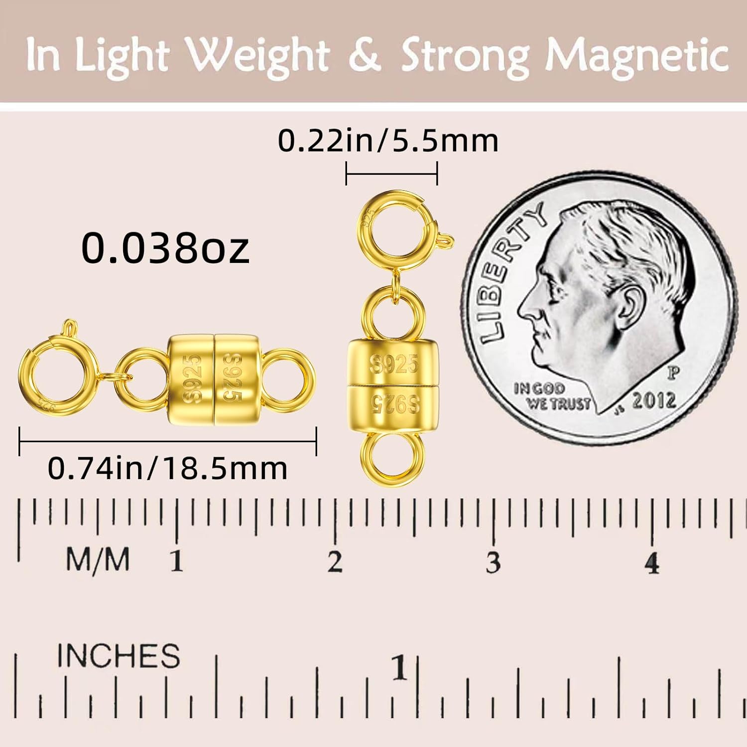 OHINGLT 14K Gold Plated 925 Sterling Silver Magnetic Necklace Clasps and Closures,Gold and Silver Bracelet Clasp Converter for Jewelry Making Supplies,Chain Extender Connector for Bracelet