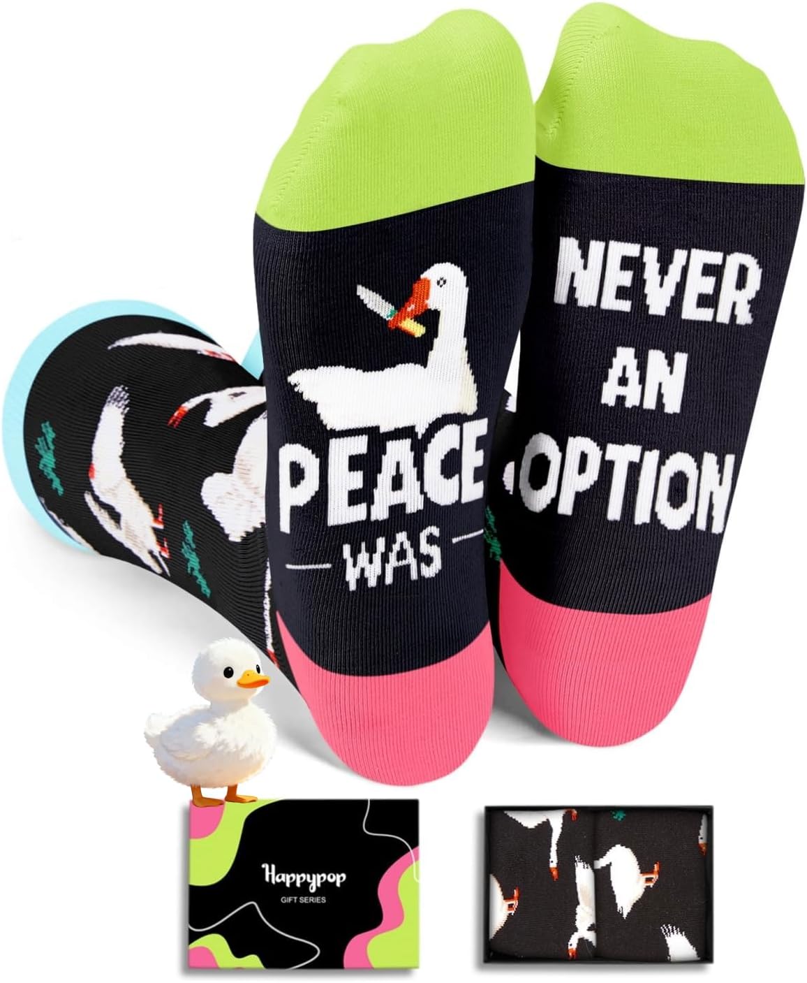 HAPPYPOP Novelty Goose Cat Gifts - Silly Goose Cat Lover Gifts for Women Men Funny Socks