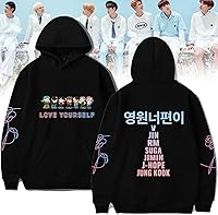Vista 4 de Women Korea Pop Hoodie Love Yourself Sweatshirt K-pop Jungkook Jimin RM Jin J-hope Long Sleeve Pullover Sweater Coat