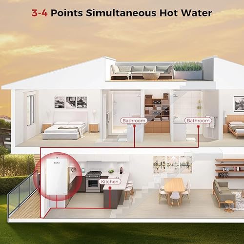 Vista 19 de CAMPLUX Climatech 7 Calentador de agua sin tanque de propano 3.6 GPM hasta 4 GPM, 85,300 BTU residencial compacto bajo demanda calentadores de agua