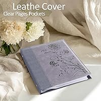 Vista 25 de Álbum de fotos de 8x10 pulgadas con bolsillos transparentes, cubierta de piel, álbum de fotos deslizable para 100 fotos verticales de 8x10, libro