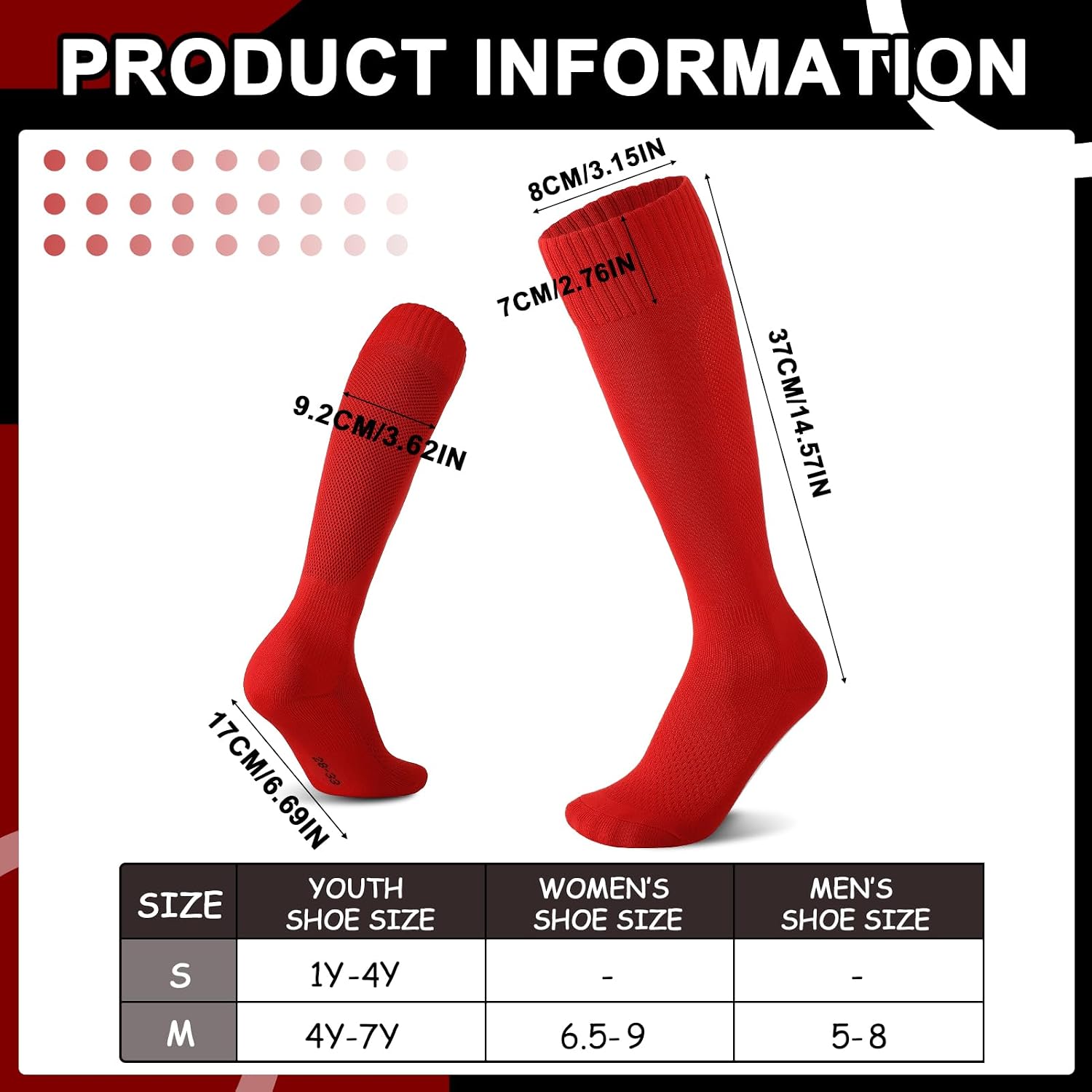 2 Pairs Soccer Socks Baseball Softball Knee High Sock