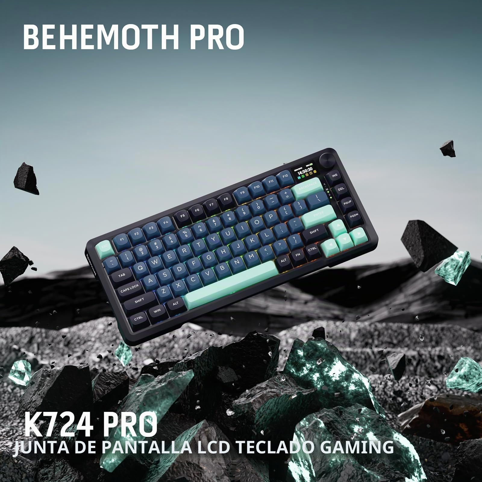 Redragon K724 Pro Teclado Gaming Gasket Inalámbrico Pantalla TFT 80% | Pantalla TFT 1,14 Pulgadas Perilla Control 5 Capas Atenuación Ruido Mecánico US Layout