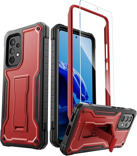 ExoGuard Funda para Samsung Galaxy A53, funda de goma a prueba de golpes de cuerpo completo, protector de pantalla integrado y soporte compatible