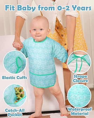 Miniatura 2 de Lictin Baby Bibs for Boys Girls - Long Sleeve Bib, Waterproof Toddler Bibs, 0-24 Months Neutral Baby Smock for Eating