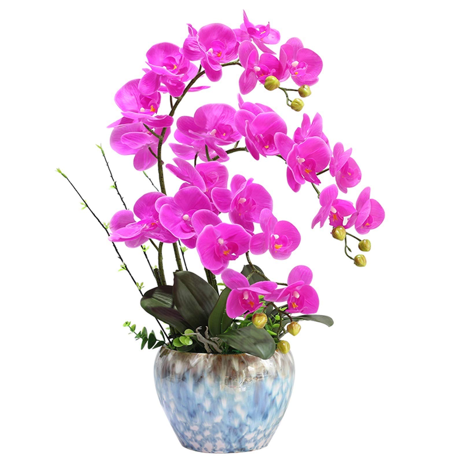 GTHTUHFD Simulation Flower Artificial Orchid Bonsai Flowers Fake Orchid Arrangement With Vase Artificial Potted Faux Phalaenopsis Exquisite Decoration