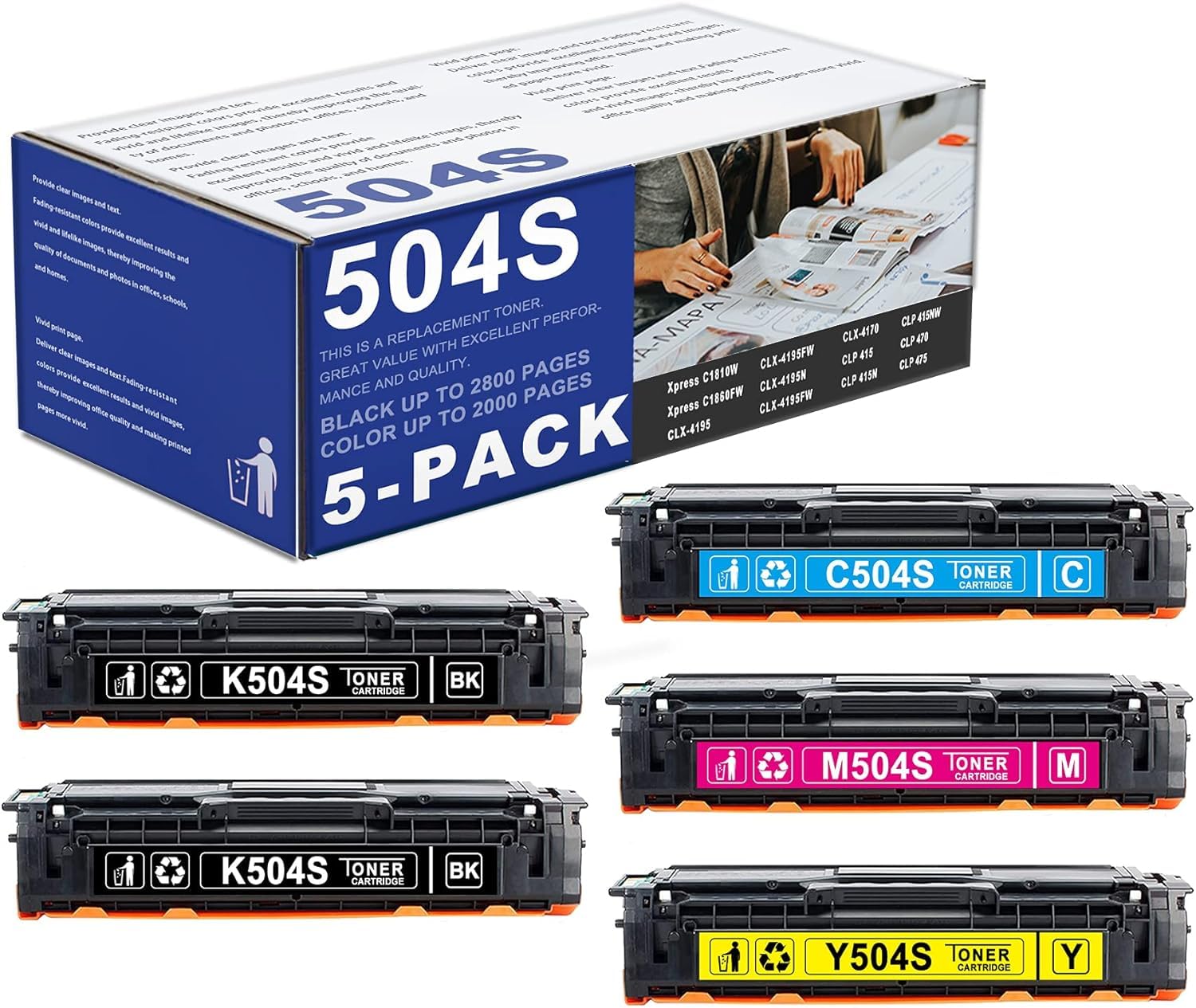 CLT-K504S C504S M504S Y504S Toner Cartridge Replacement for Samsung 504S CLT-504S Toner for Xpress C1860FW C1810W CLX-4195FW 4170 4195 4195FW 4195N