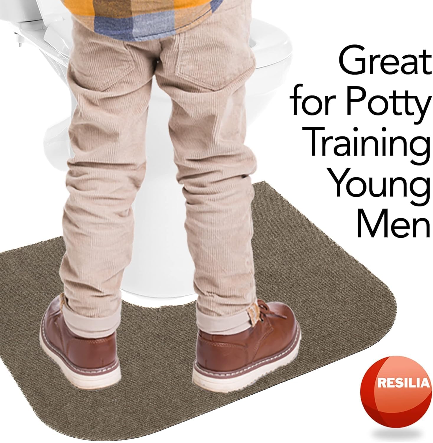 RESILIA Universal Rounded Commode Potty Training Mats - Super-Absorbent Toilet Training Rug for Kids, Universal Bathroom Protector Pads, 1 Pack, Tan, Made in The USA - Image 7