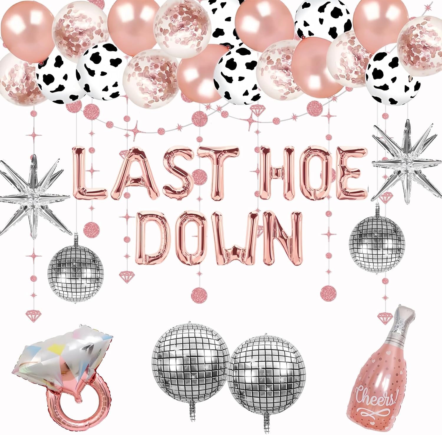 Amazon.com: Rose Gold Last Hoedown Disco Cowgirl Bachelorette Party Kit ...