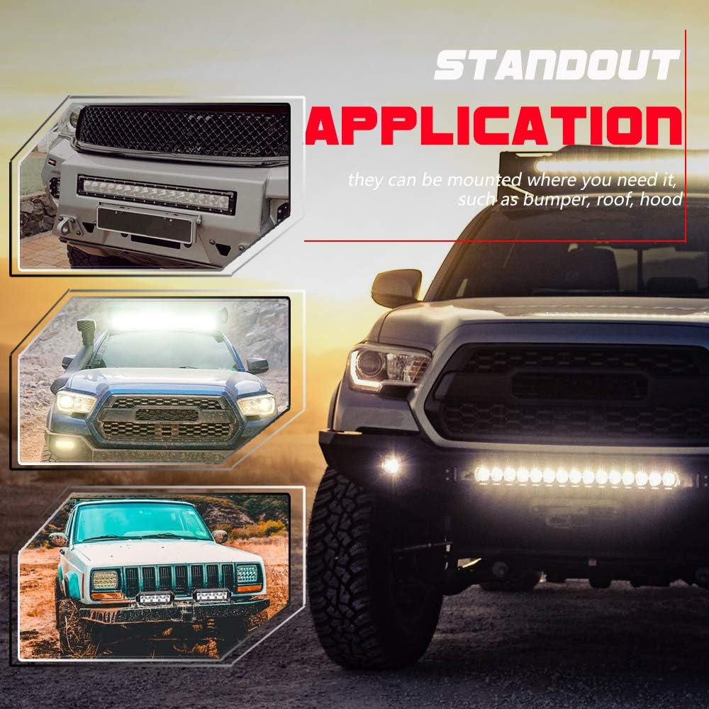 Chelhead 22 INCH Single Row 60W Off Road Led Light Bars 6000K Spot Beam 7200LM Driving Lights Roof Bumper Light Bars for Jeep Trucks 4X4 ATV Boat