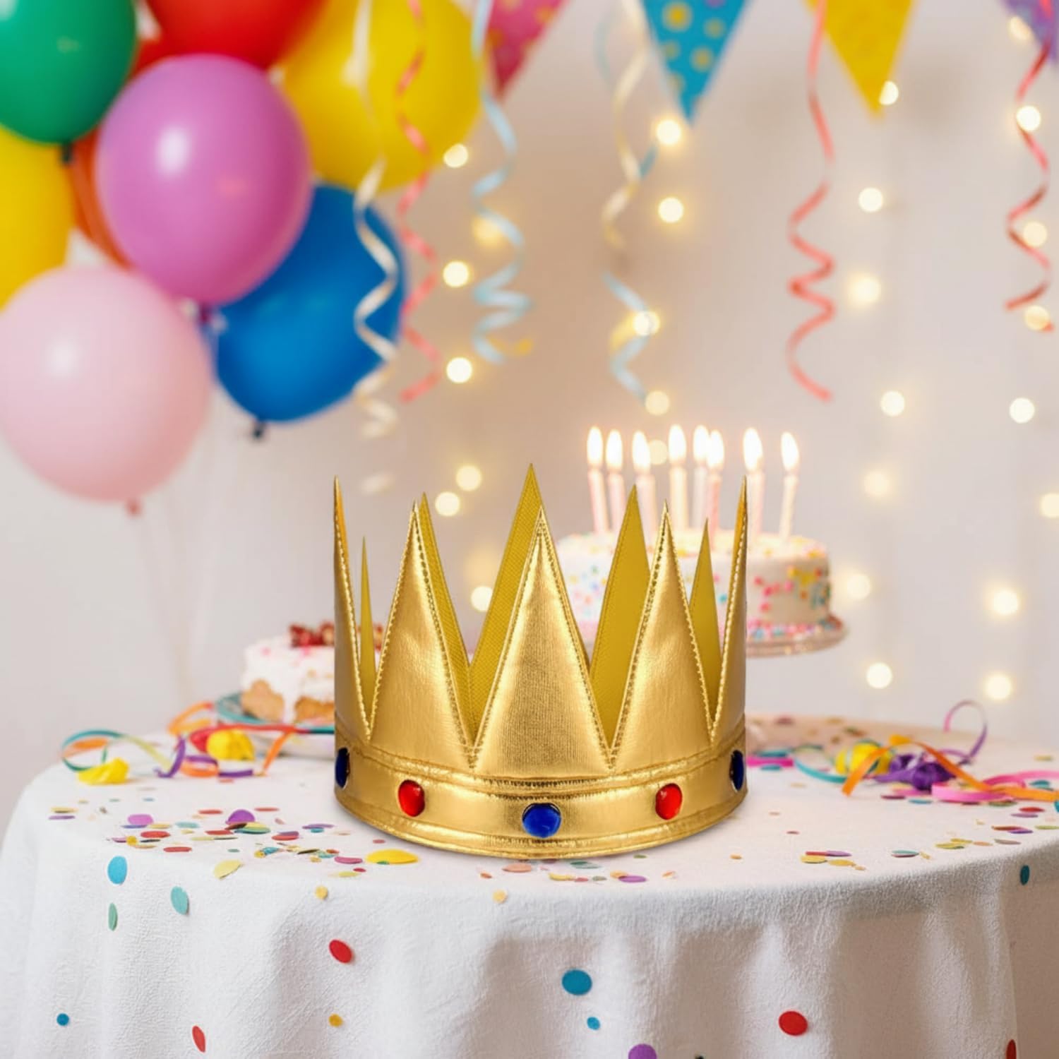 Bencailor 2 Pcs King Crown Gold and Silver King Crowns Adjustable Reusable Birthday Hat Set for Men Women Adults Birthday Party Supplies Costume Accessory