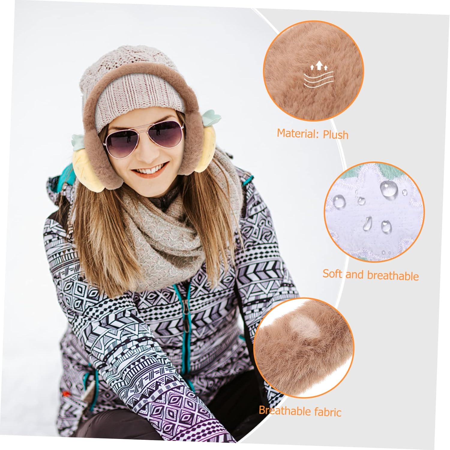 2pcs Comfortable Winter Ear Muffs for Ladies Girls Ear Warmers Plush Design