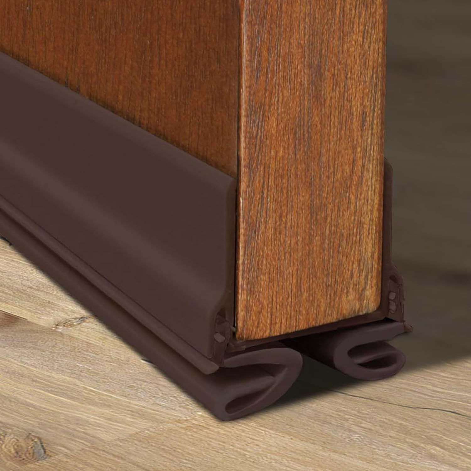 M-D Building Products Vinyl Cinch U-Shape Door Bottom Seal, Slide-On Weatherstripping Draft Stopper, Easy to Install, Fits 32” x 1-3/8” Doors, Fills 1/2”- 1-1/2” Gaps, 43399, Brown