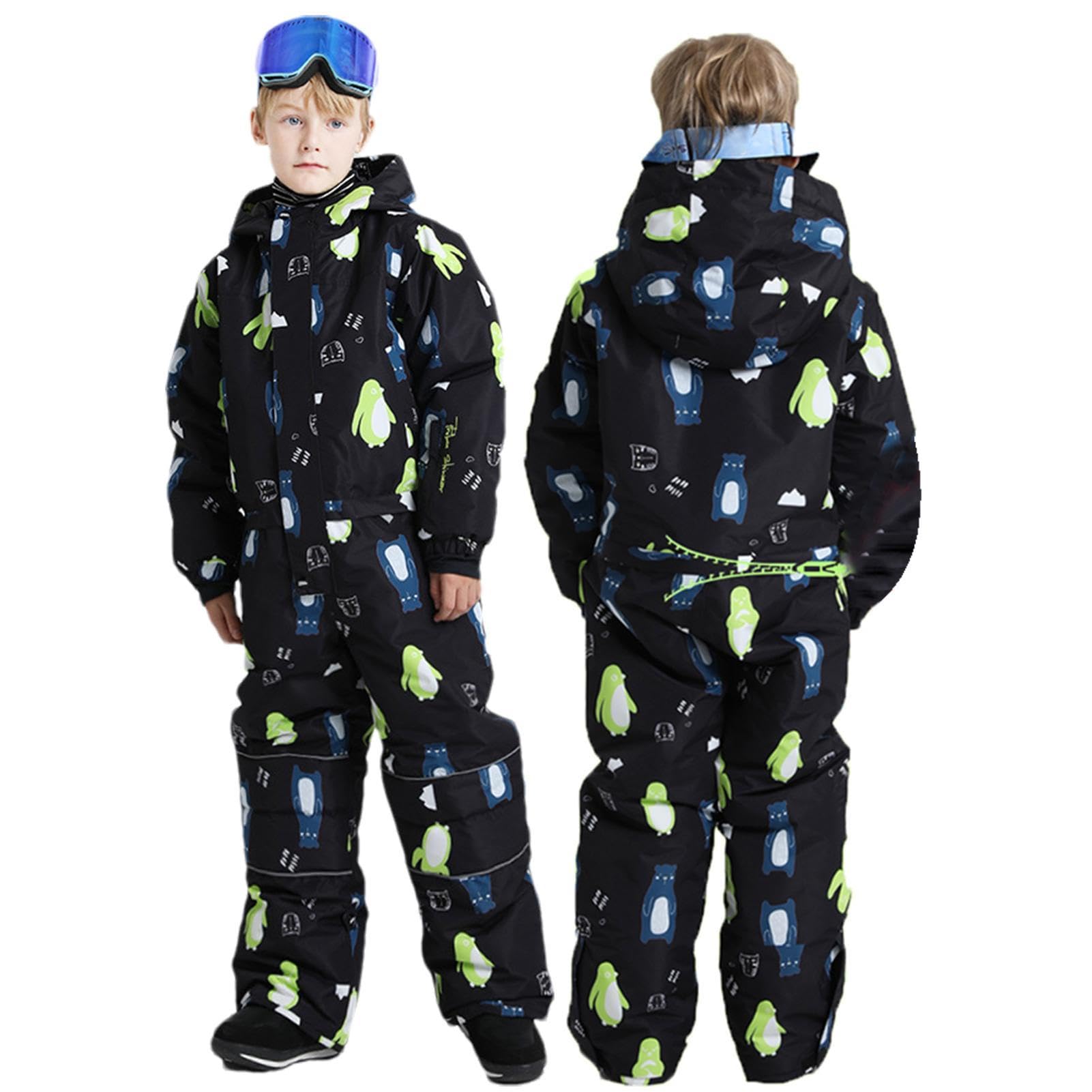 JINGLING Tuta da neve per ragazzi | Tuta da sci traspirante per bambini | regolabili riflettenti giacche e pantaloni da neve cartone animato, antivento, impermeabile