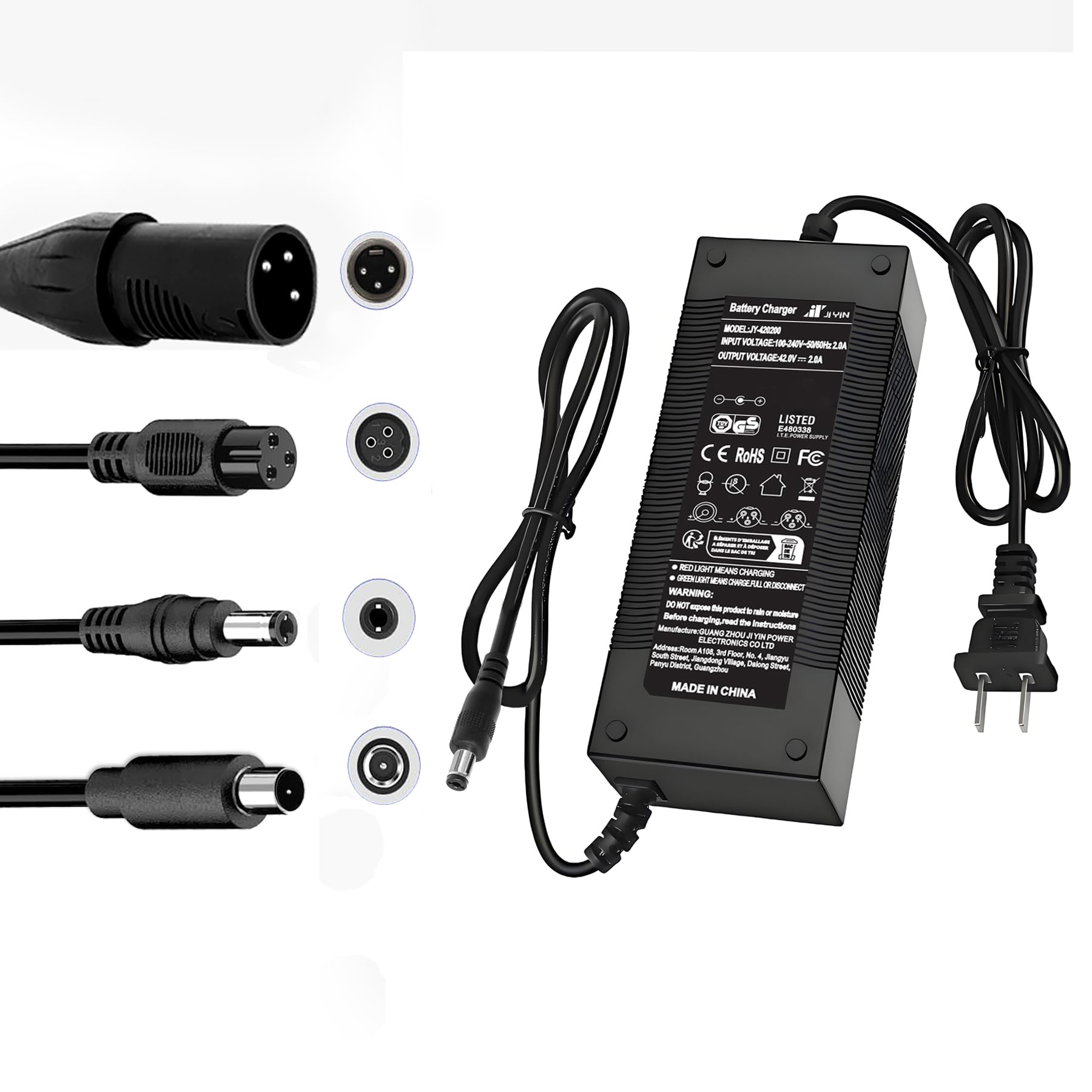 Brokeir UL Listed 42V 2A Replacement Electric Scooter Charger for 36V Hoverboard Charger with 5 Plugs, Compatible with GOTRAX/ninebot/Jetson/Voyage Scooter Charger