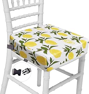 Cuscino Rialzo per Bambini Regolabile Lavabile Cuscino per Sedia Seggiolino Smontabile Spesse Rialzo Sedia Booster Seat per Tavolo da Pranzo (Limone Giallo)